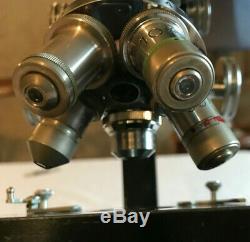 Vintage Cooke Troughton & Simms Binocular Microscope, Broad Arrow, Watson Lens