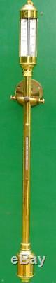 Vintage English Ships Marine Gimbaled Brass Stick Barometer