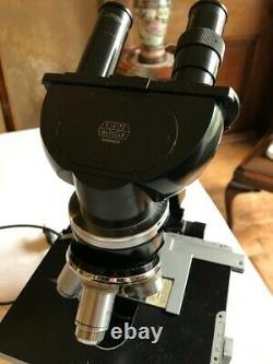 Vintage Ernst Leitz Wetzlar Laborlux Binocular Microscope with 6V PSU, c1960s