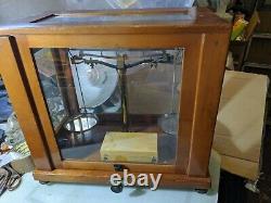 Vintage Glass Cased Scales Scientific Weighing Balance Apothecary 16x16x9