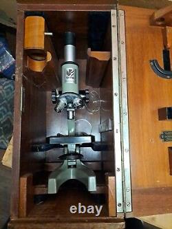 Vintage Griffin Gamma 10 Microscope With Amazing Wooden Box