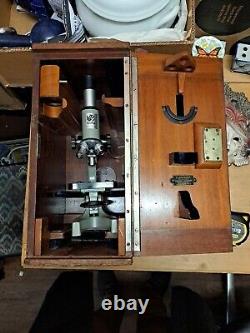 Vintage Griffin Gamma 10 Microscope With Amazing Wooden Box