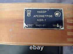 Vintage Hydrometer USSR set (19 pcs) of Hydrometers in WOODEN BOX 1997 year