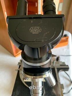 Vintage Leitz Laborlux Binocular Microscope, Electric Lighting c1957, Cased