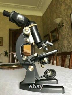 Vintage Prior Binocular Microscope in Brass with Mechanical Over-stage, c1960s