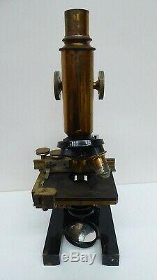 Vintage Science Lab Microscope Ross Brass Antique Army Military Broad Arrow