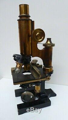 Vintage Science Lab Microscope Ross Brass Antique Army Military Broad Arrow