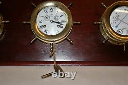Vintage Shatz Olympic Maritime Ships Bell Clock Barometer, Thermometer Station