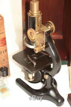 Vintage W. R. Prior & Co Microscope in Mahogany Case c1930s 5422
