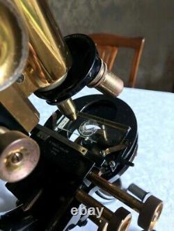 Vintage W. Watson & Sons Bactil Monocular Microscope in Brass c1942, Cased