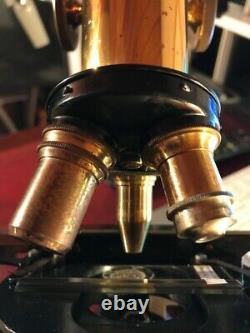 Vintage W. Watson & Sons Bactil Monocular Microscope in Brass c1942, Cased