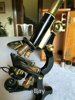 Vintage W. Watson & Sons Brass Kima Microscope in Original Case circa 1934