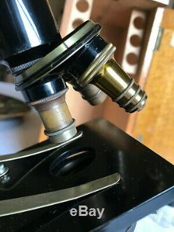 Vintage W. Watson & Sons Brass Kima Microscope in Original Case circa 1934