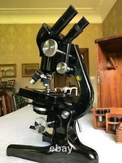 Vintage W. Watson & Sons Ltd Bactil Mono/Binocular Microscope, circa 1953, Cased