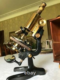 Vintage W. Watson & Sons Ltd Bactil Monocular Microscope in Brass c1927, Cased