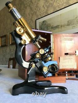 Vintage W. Watson & Sons Ltd Bactil Monocular Microscope in Brass c1936, Cased