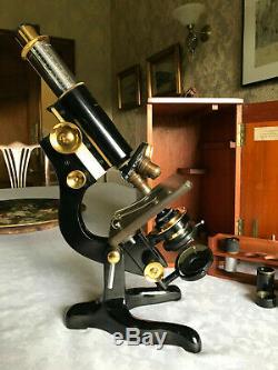 Vintage W. Watson & Sons Ltd Brass Service Microscope, Cased circa 1941