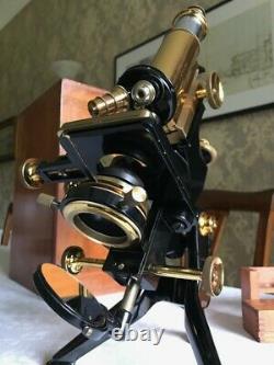 Vintage W. Watson & Sons Ltd Edinburgh Student's Stand-H Microscope c1933, Cased