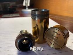 Vintage Watson 8mm Holos Microscope Objective Lens in Brass, 20x Magnification
