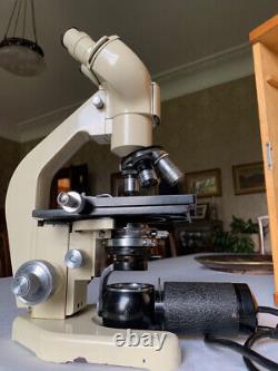 Vintage Watson Bactil-60 Binocular Microscope c1962, Electric Illuminator, Cased