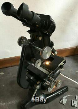 Vintage Watson Bactil Binocular High-Power Technical Microscope, Cased c1958