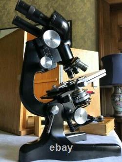 Vintage Watson Bactil High-Power Binocular Microscope circa 1960, Cased