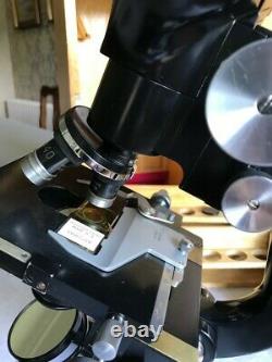 Vintage Watson Bactil High-Power Binocular Microscope circa 1960, Cased