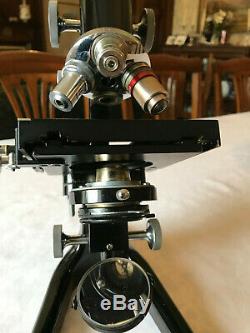 Vintage Watson Service II Microscope CTS Mechanical Stage Upgrade, Cased c1952