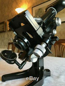 Vintage Watson Service II Microscope Rare Binocular Head, Mech Stage c1953 Cased