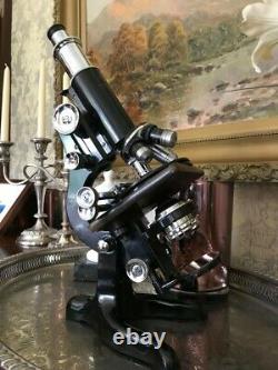 Vintage Watson Service Microscope with Mechanical Over-stage, circa 1939, Cased