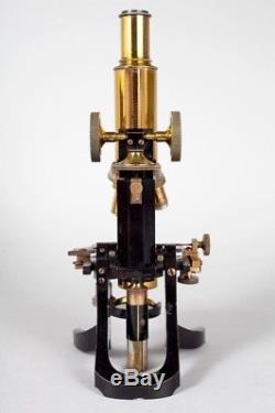 Vintage c1900 J. Swift & Son of London Brass Microscope, Case & Accessories