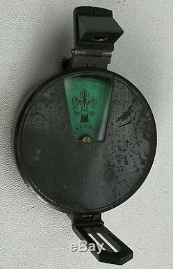 Vtg 1877 Short & Mason War Dept Broad Arrow Military Green Dial Compass & Case