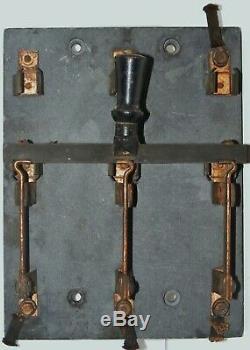 Vtg 3 Pole Steampunk Frankenstein Knife Switch 60 Amp 250 Volt Edison/Tesla Era