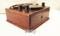 Vtg antique Keystone electrical instrument co dc volt meter brass wood steampunk