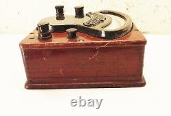 Vtg antique Keystone electrical instrument co dc volt meter brass wood steampunk