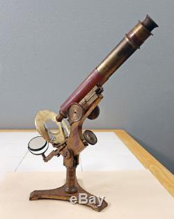 W H Bulloch E B Meyrowitz Antique Brass Histological Microscope Sn-111 C-1891