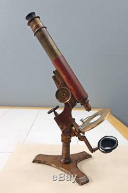 W H Bulloch E B Meyrowitz Antique Brass Histological Microscope Sn-111 C-1891