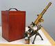 W. WATSON & SONS LONDON ANTIQUE BRASS EARLY ROYAL MICROSCOPE WithCASE SN3321, 1894