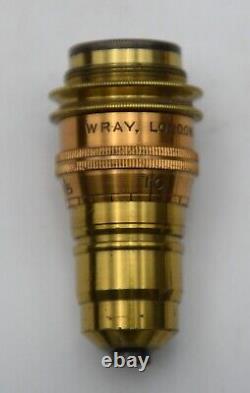 Wray, London 1/4 Inch Brass Microscope Lens + Original Brass Container